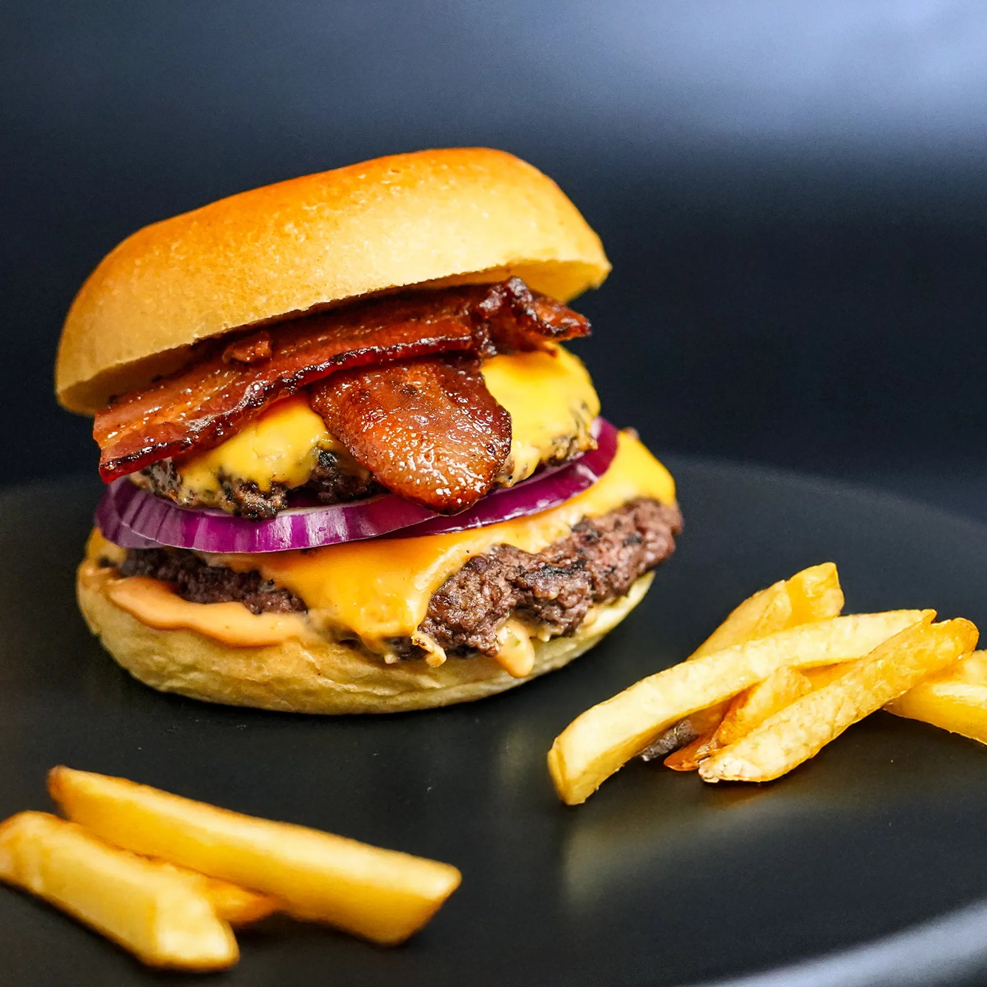 Bacon Burger and Fries