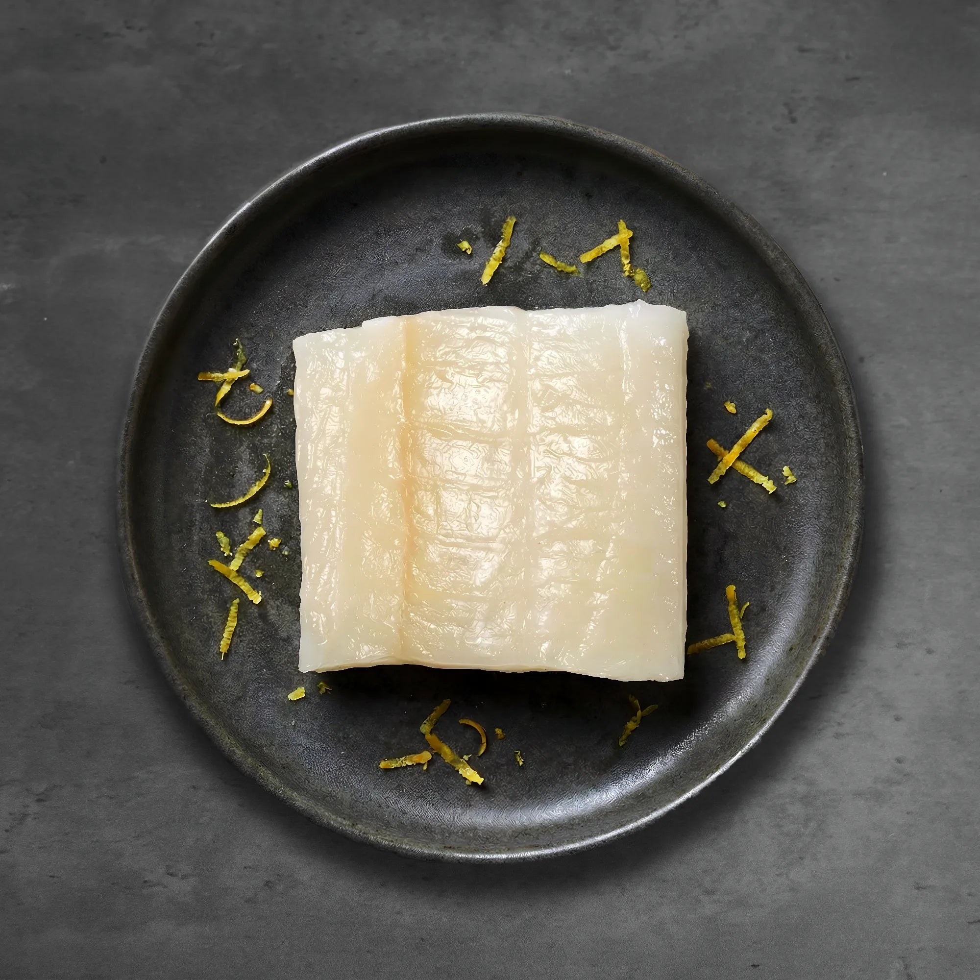 Raw Halibut on plate