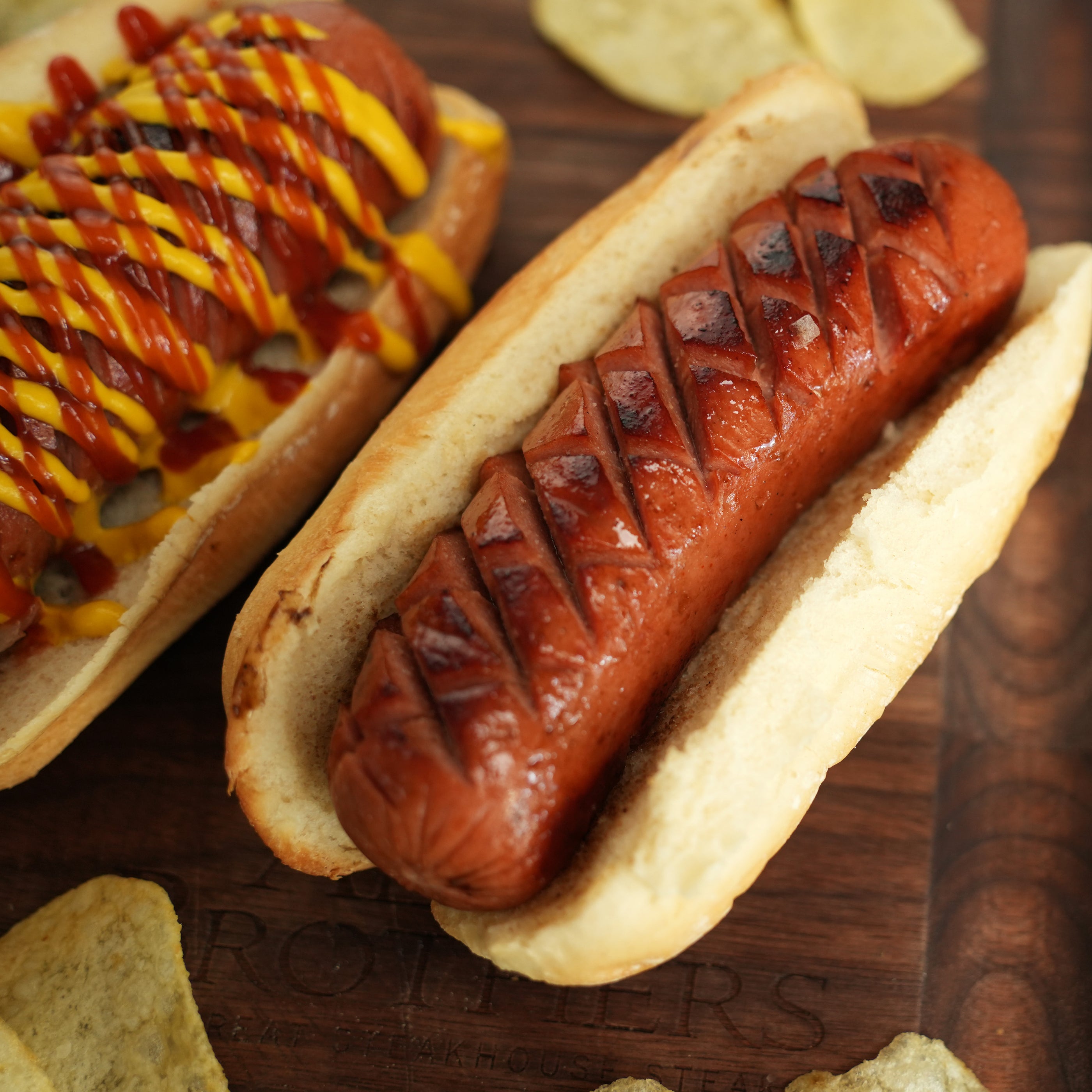 Allen Brothers All-Beef Jumbo Steakhouse Hot Dog Frank cooked with no topping